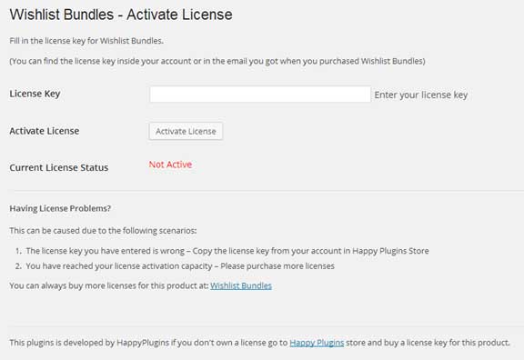 Wishlist Bundles License Activation