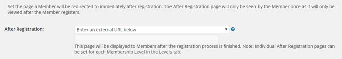 Wishlist Member After Registration Page Settins