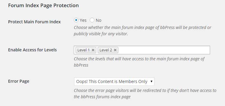 How to Protect the Main Forum Index Page